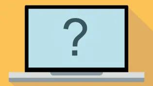 laptop screen of question mark