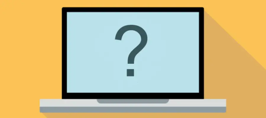 laptop screen of question mark