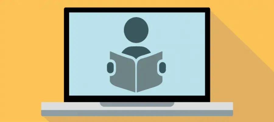 laptop screen of reading book icon