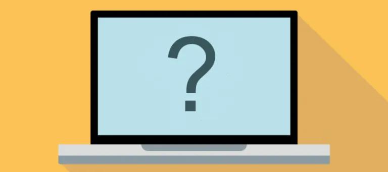 laptop screen of question mark