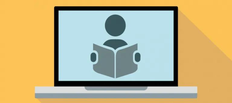 laptop screen of reading book icon