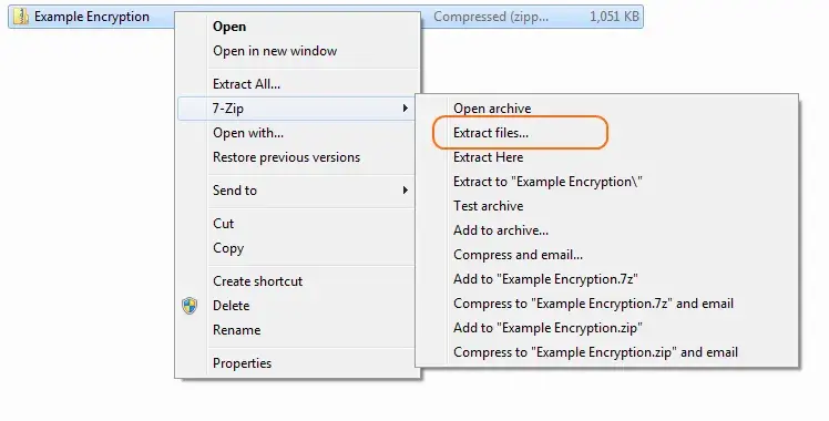 Right-click on the zip archive.