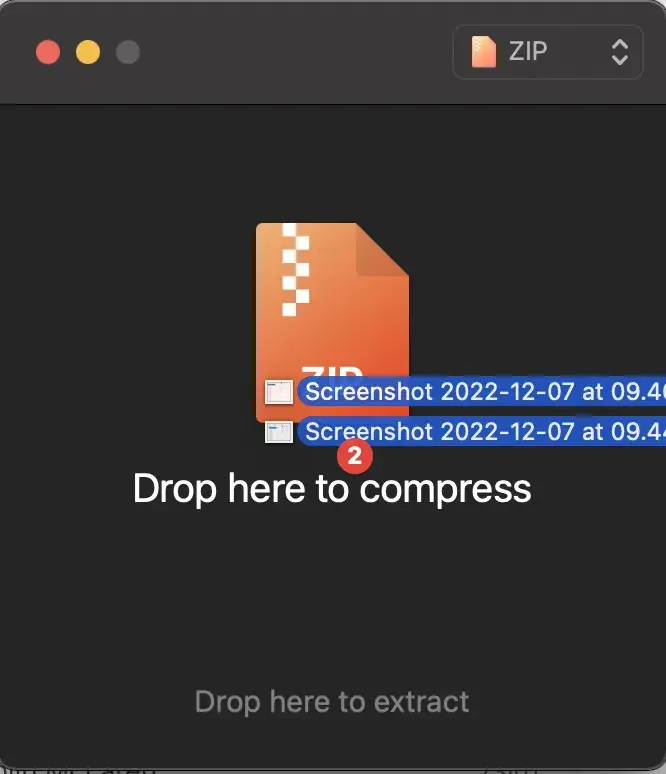 The drop here to compress button on Keka