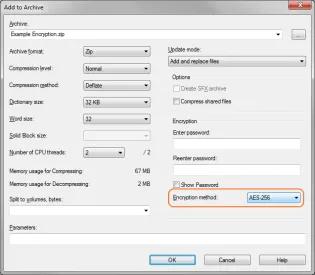 Enter your chosen password for the encrypted archive